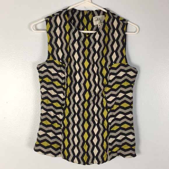 Milly | Silk Chevron Sleeveless Blouse - Picture 8 of 8